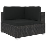 6-delige Loungeset met kussens poly rattan zwart - AllerleiShop