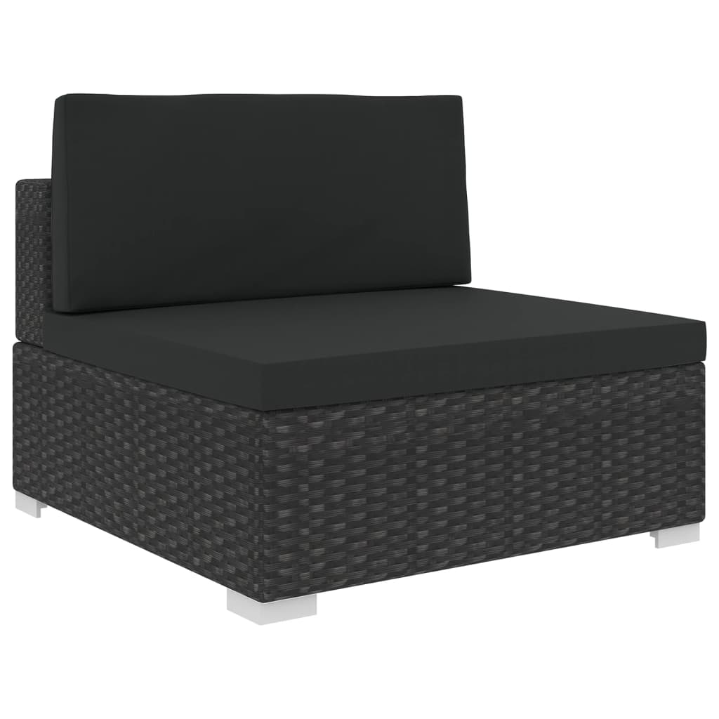 6-delige Loungeset met kussens poly rattan zwart - AllerleiShop