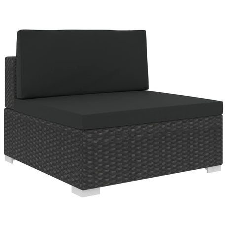 6-delige Loungeset met kussens poly rattan zwart - AllerleiShop