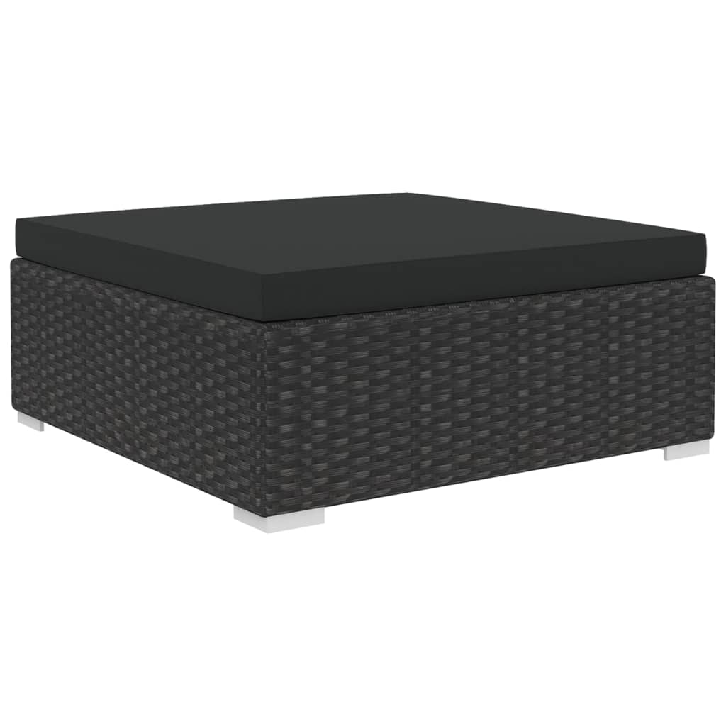 6-delige Loungeset met kussens poly rattan zwart - AllerleiShop