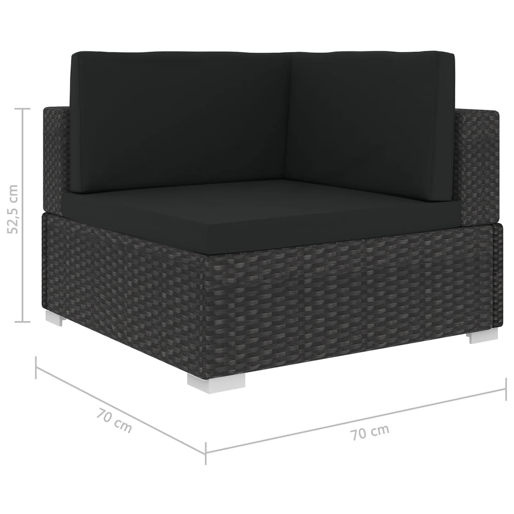 6-delige Loungeset met kussens poly rattan zwart - AllerleiShop