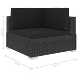 6-delige Loungeset met kussens poly rattan zwart - AllerleiShop
