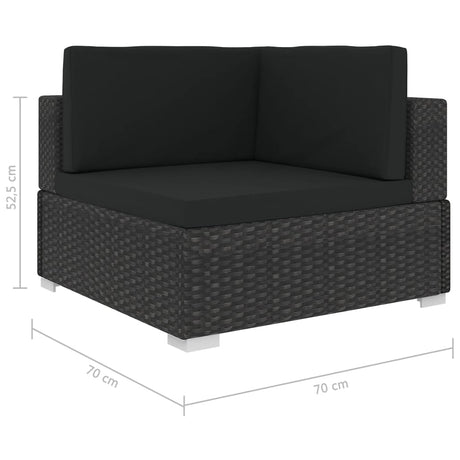 6-delige Loungeset met kussens poly rattan zwart - AllerleiShop