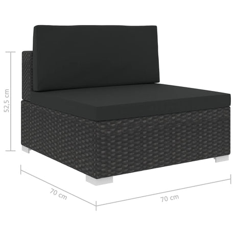 6-delige Loungeset met kussens poly rattan zwart - AllerleiShop