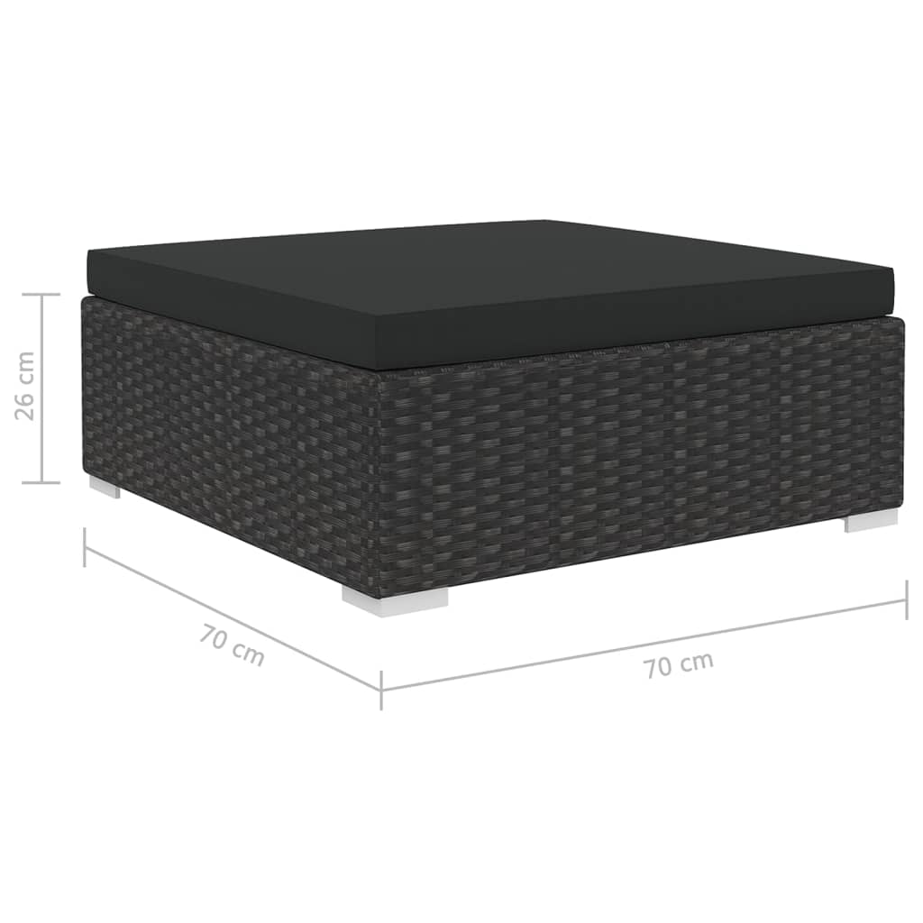 6-delige Loungeset met kussens poly rattan zwart - AllerleiShop