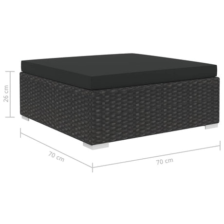 6-delige Loungeset met kussens poly rattan zwart - AllerleiShop