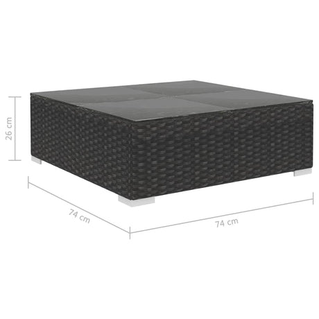 6-delige Loungeset met kussens poly rattan zwart - AllerleiShop