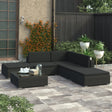 6-delige Loungeset met kussens poly rattan zwart - AllerleiShop