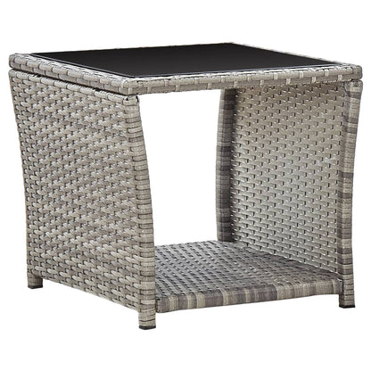 Salontafel 45x45x40 cm poly rattan en glas grijs - AllerleiShop