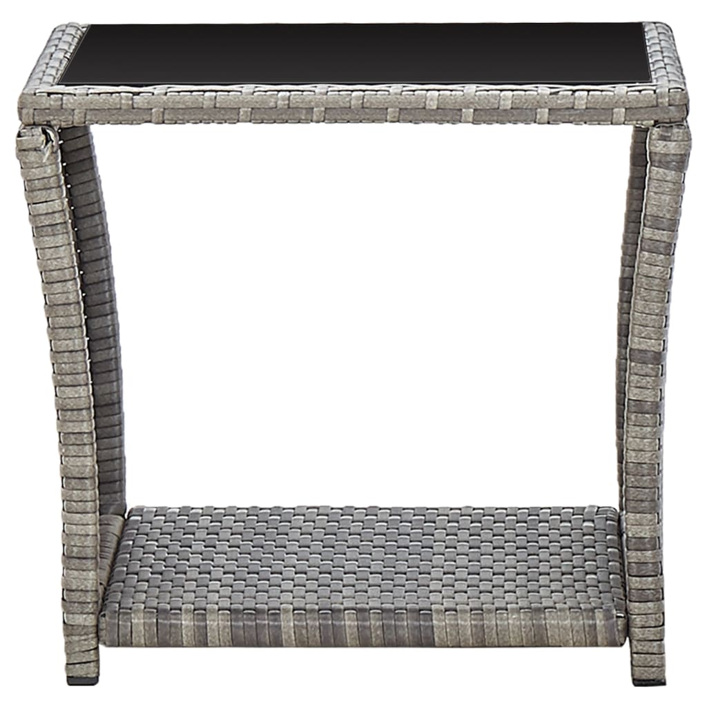 Salontafel 45x45x40 cm poly rattan en glas grijs - AllerleiShop