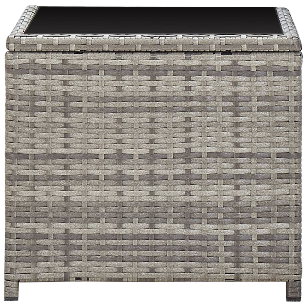 Salontafel 45x45x40 cm poly rattan en glas grijs - AllerleiShop