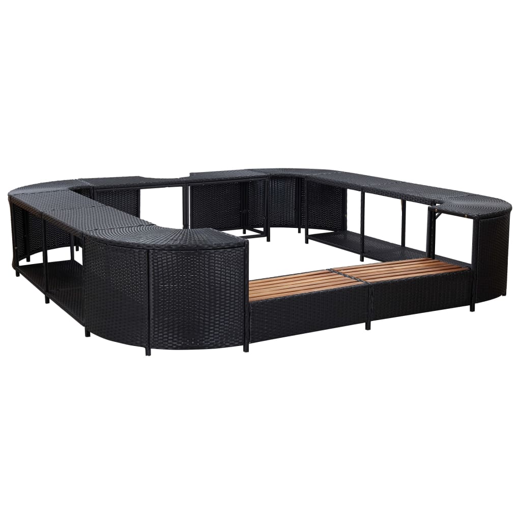 Spa-ombouw vierkant 268x268x55 cm poly rattan zwart