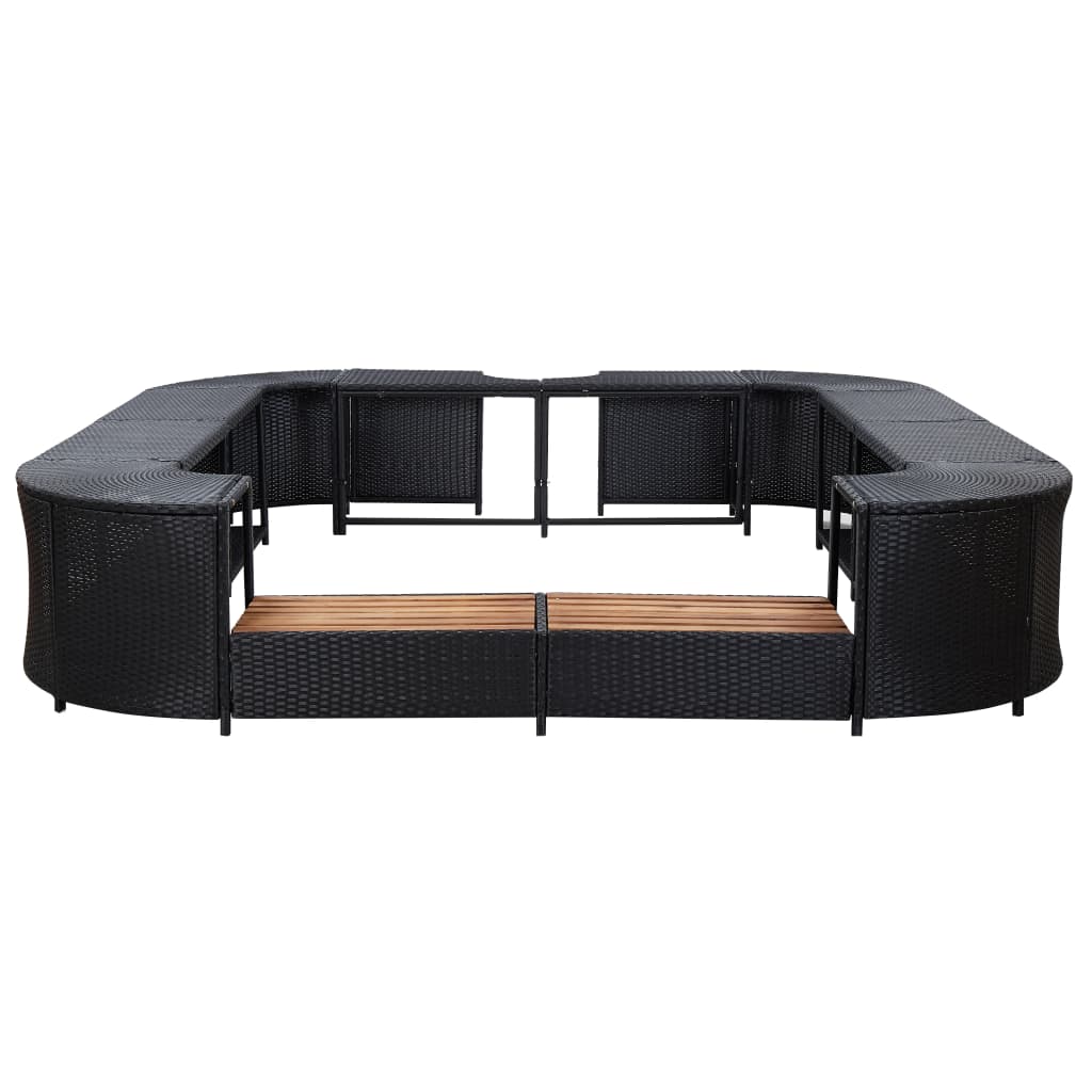 Spa-ombouw vierkant 268x268x55 cm poly rattan zwart