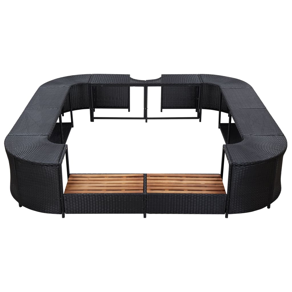 Spa-ombouw vierkant 268x268x55 cm poly rattan zwart
