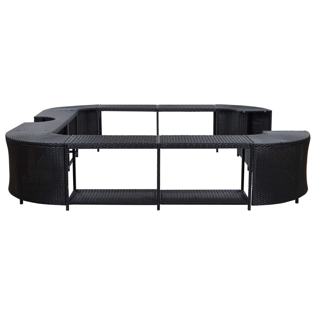 Spa-ombouw vierkant 268x268x55 cm poly rattan zwart