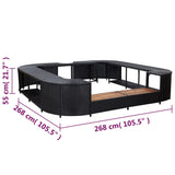 Spa-ombouw vierkant 268x268x55 cm poly rattan zwart