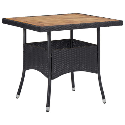 Tuintafel poly rattan en massief acaciahout zwart - AllerleiShop