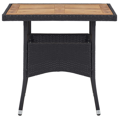 Tuintafel poly rattan en massief acaciahout zwart - AllerleiShop