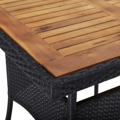 Tuintafel poly rattan en massief acaciahout zwart - AllerleiShop