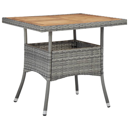 Tuintafel poly rattan en massief acaciahout grijs - AllerleiShop