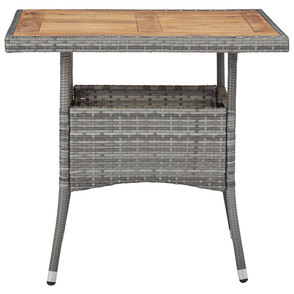 Tuintafel poly rattan en massief acaciahout grijs - AllerleiShop