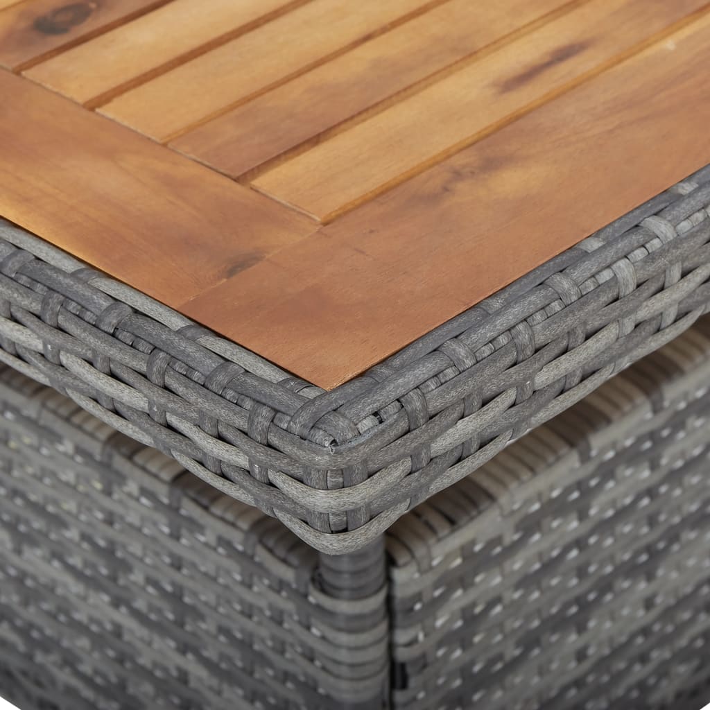 Tuintafel poly rattan en massief acaciahout grijs - AllerleiShop