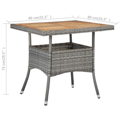 Tuintafel poly rattan en massief acaciahout grijs - AllerleiShop