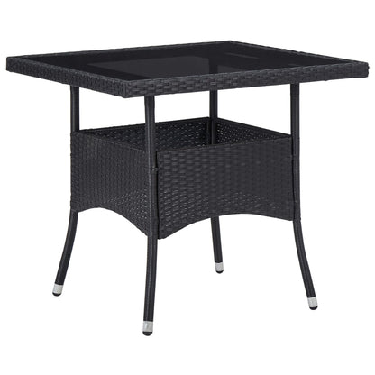 Tuintafel poly rattan en glas zwart - AllerleiShop