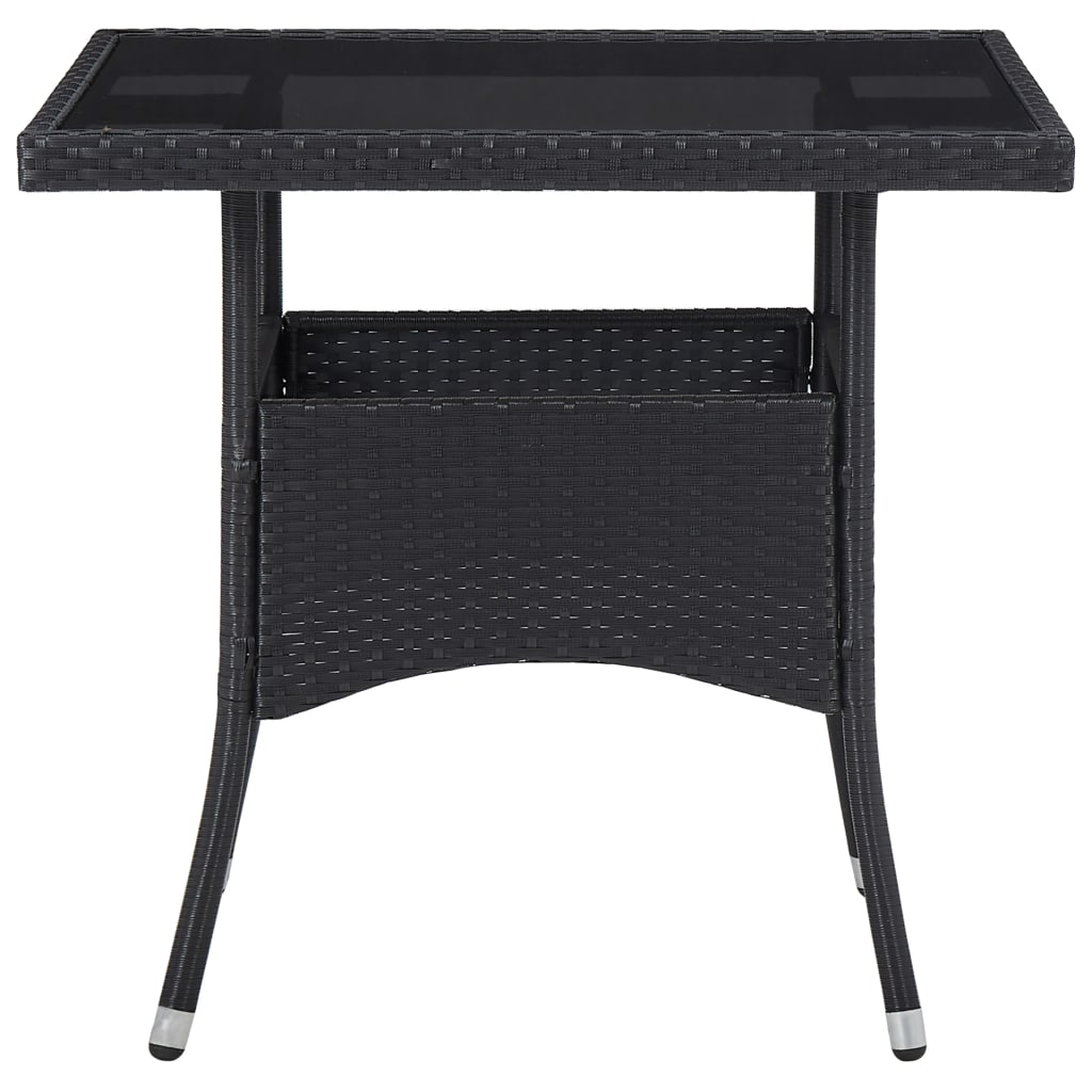 Tuintafel poly rattan en glas zwart - AllerleiShop