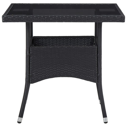 Tuintafel poly rattan en glas zwart - AllerleiShop