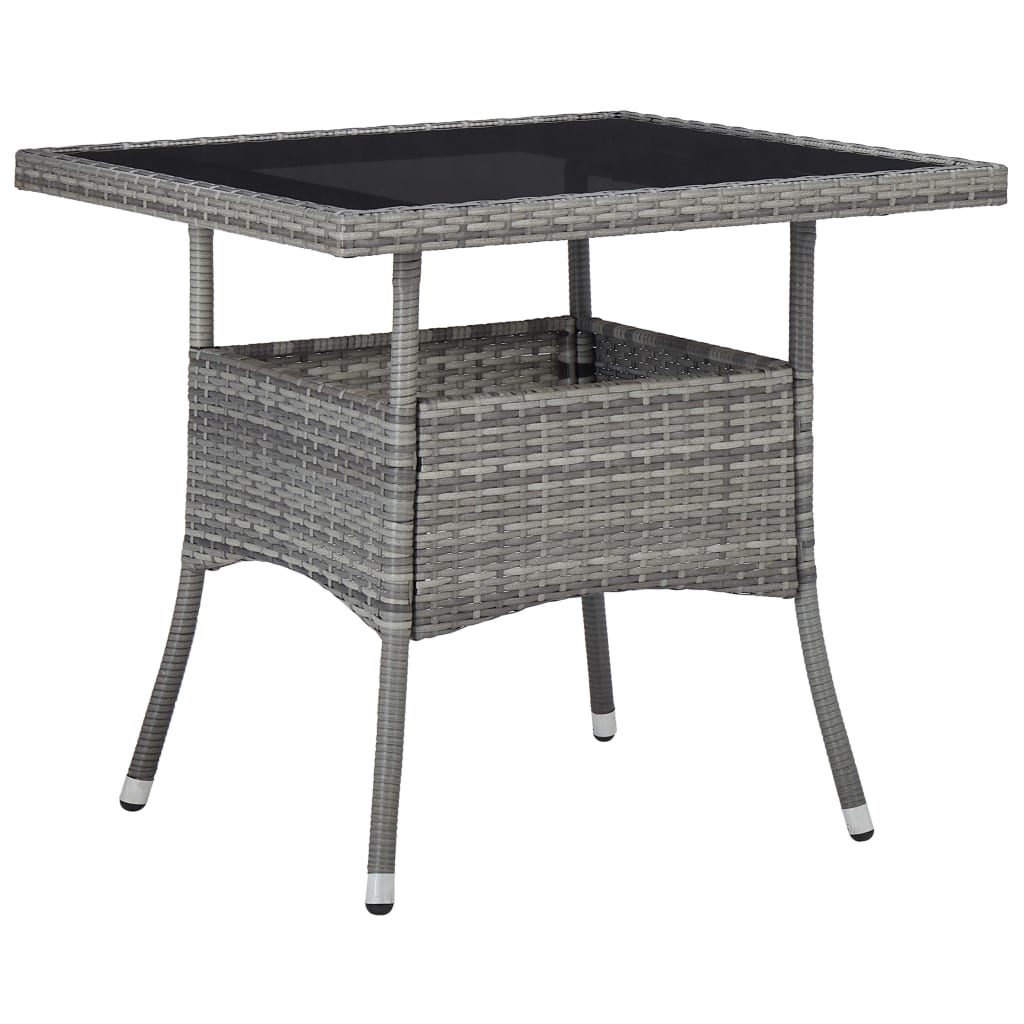 Tuintafel poly rattan en glas grijs - AllerleiShop