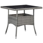 Tuintafel poly rattan en glas grijs - AllerleiShop