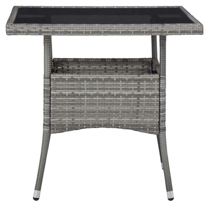 Tuintafel poly rattan en glas grijs - AllerleiShop