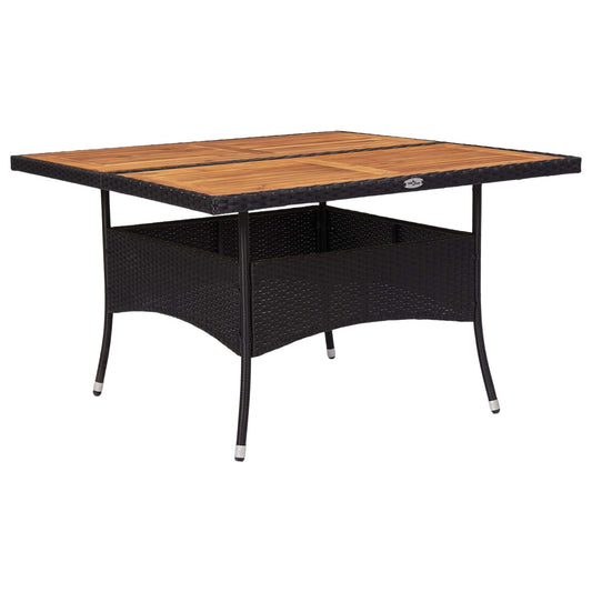 Tuintafel poly rattan en massief acaciahout zwart - AllerleiShop