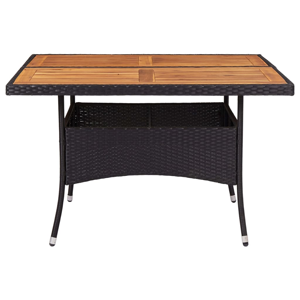 Tuintafel poly rattan en massief acaciahout zwart - AllerleiShop