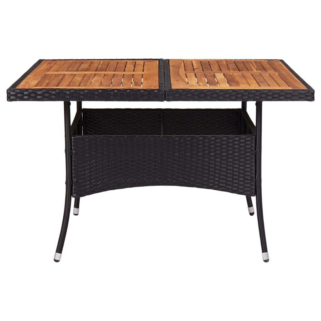 Tuintafel poly rattan en massief acaciahout zwart - AllerleiShop