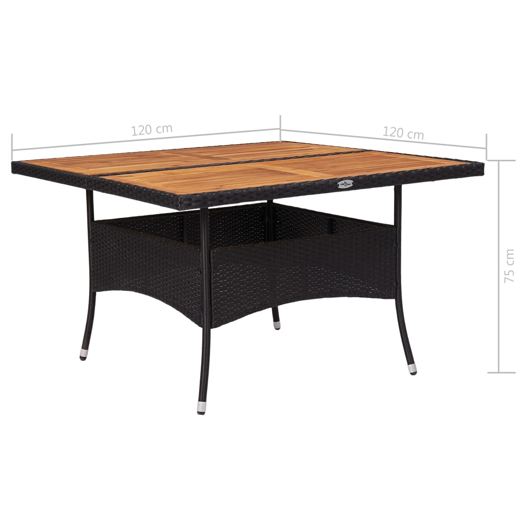 Tuintafel poly rattan en massief acaciahout zwart - AllerleiShop