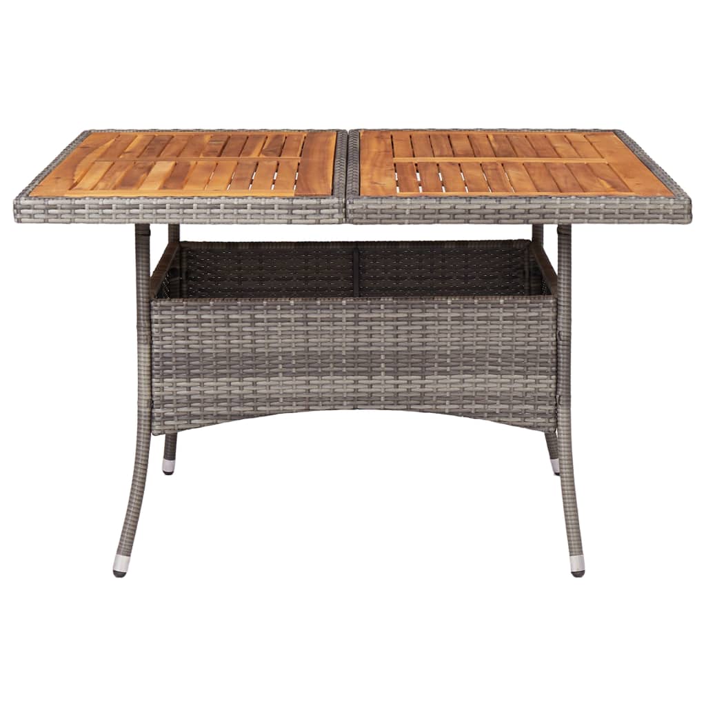 Tuintafel poly rattan en massief acaciahout grijs - AllerleiShop