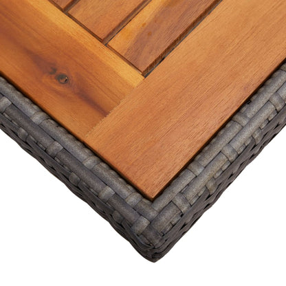 Tuintafel poly rattan en massief acaciahout grijs - AllerleiShop