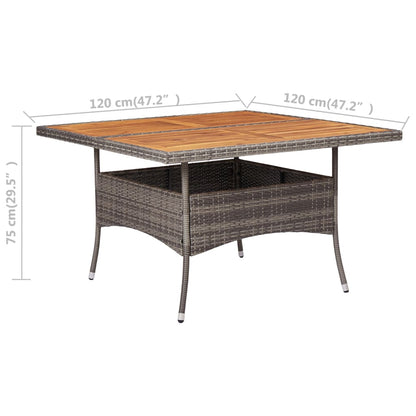 Tuintafel poly rattan en massief acaciahout grijs - AllerleiShop