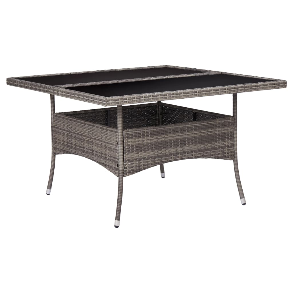 Tuintafel poly rattan en glas grijs - AllerleiShop