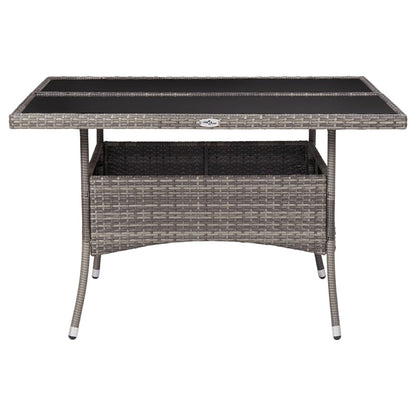 Tuintafel poly rattan en glas grijs - AllerleiShop