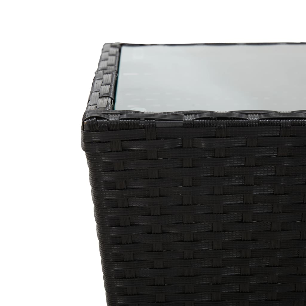 Theetafel 41,5x41,5x43 cm poly rattan en gehard glas zwart - AllerleiShop