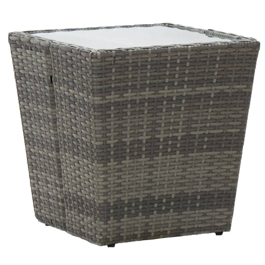 Theetafel 41,5x41,5x43 cm poly rattan en gehard glas grijs - AllerleiShop