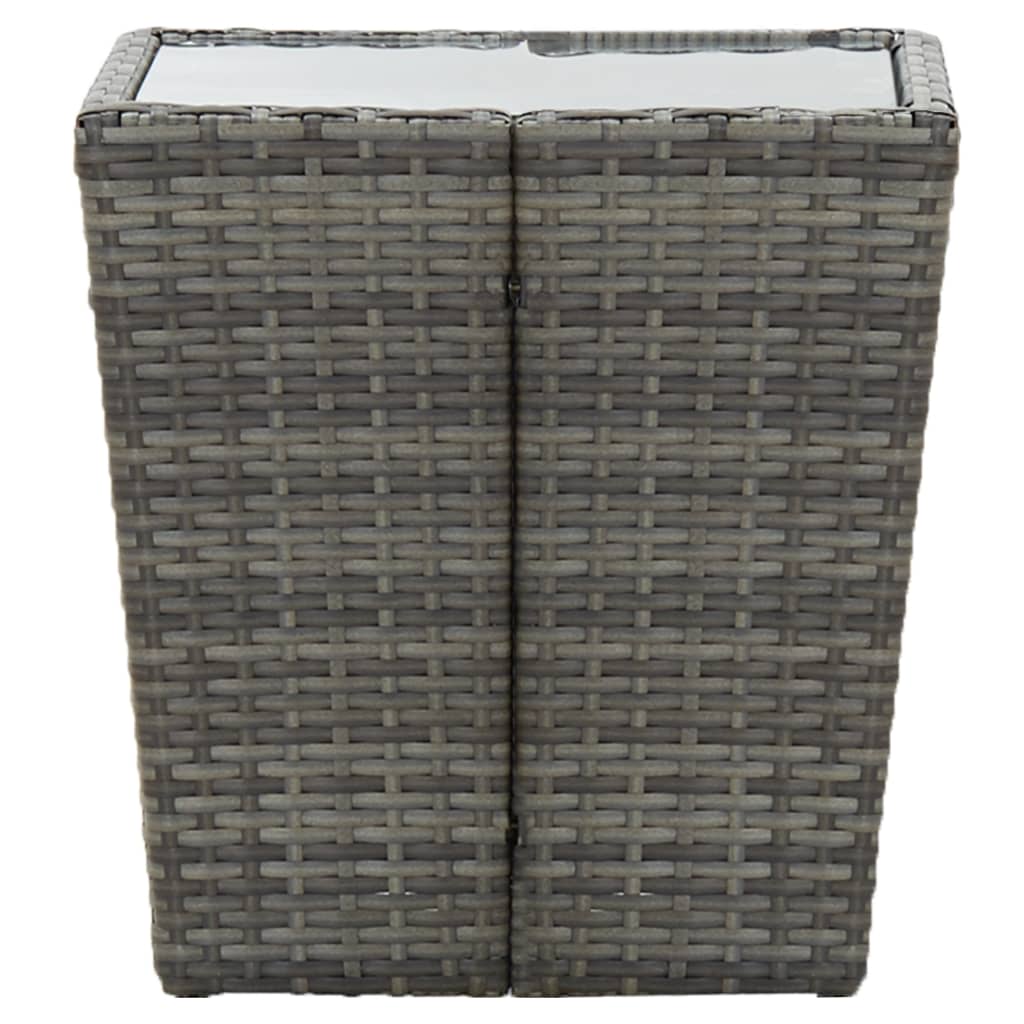 Theetafel 41,5x41,5x43 cm poly rattan en gehard glas grijs - AllerleiShop