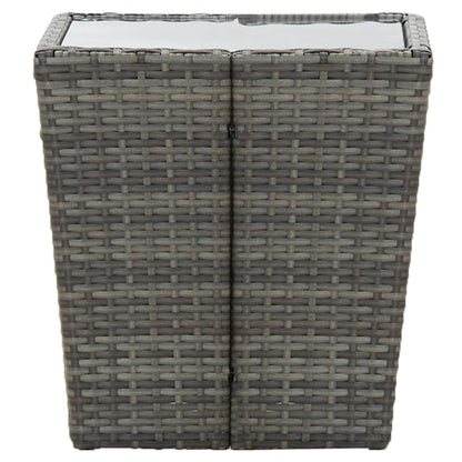 Theetafel 41,5x41,5x43 cm poly rattan en gehard glas grijs - AllerleiShop