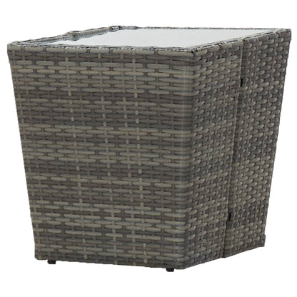 Theetafel 41,5x41,5x43 cm poly rattan en gehard glas grijs - AllerleiShop