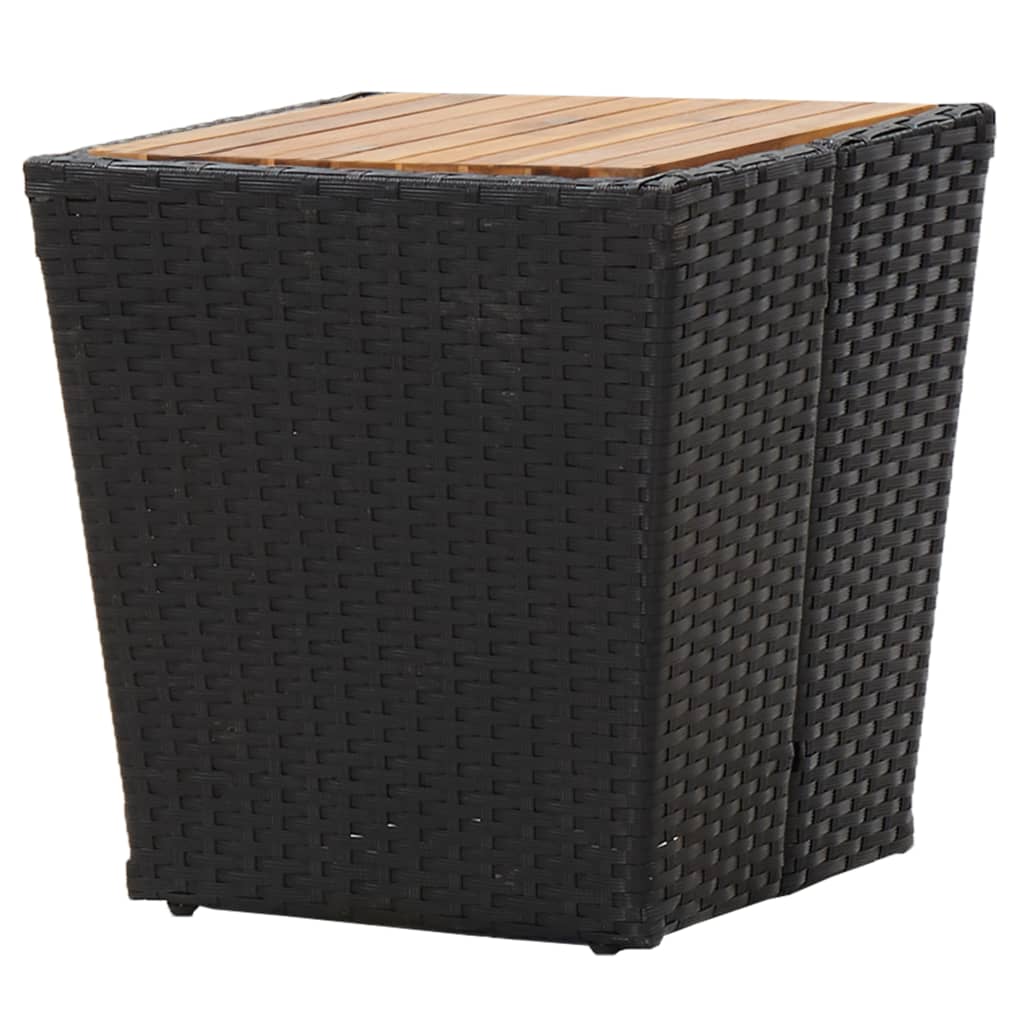 Theetafel 41,5x41,5x43 cm poly rattan massief acaciahout zwart - AllerleiShop