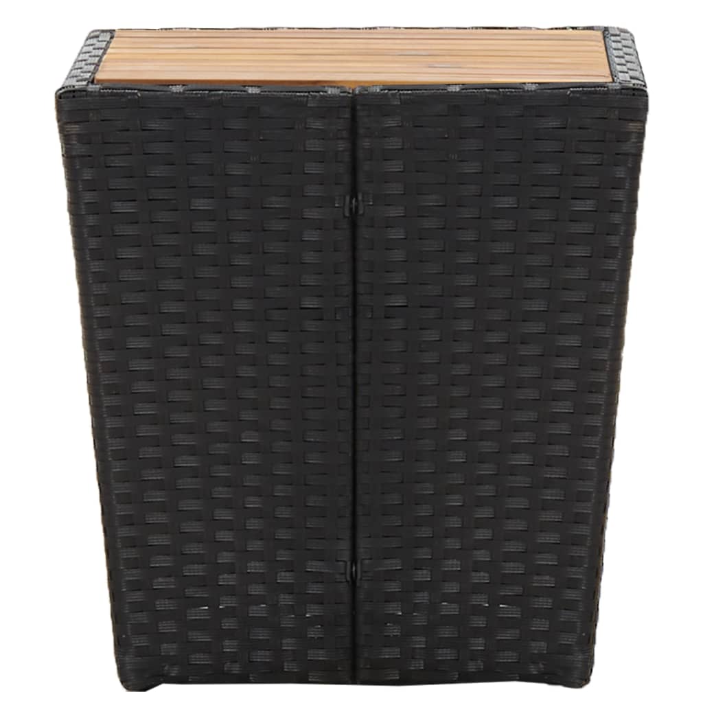 Theetafel 41,5x41,5x43 cm poly rattan massief acaciahout zwart - AllerleiShop