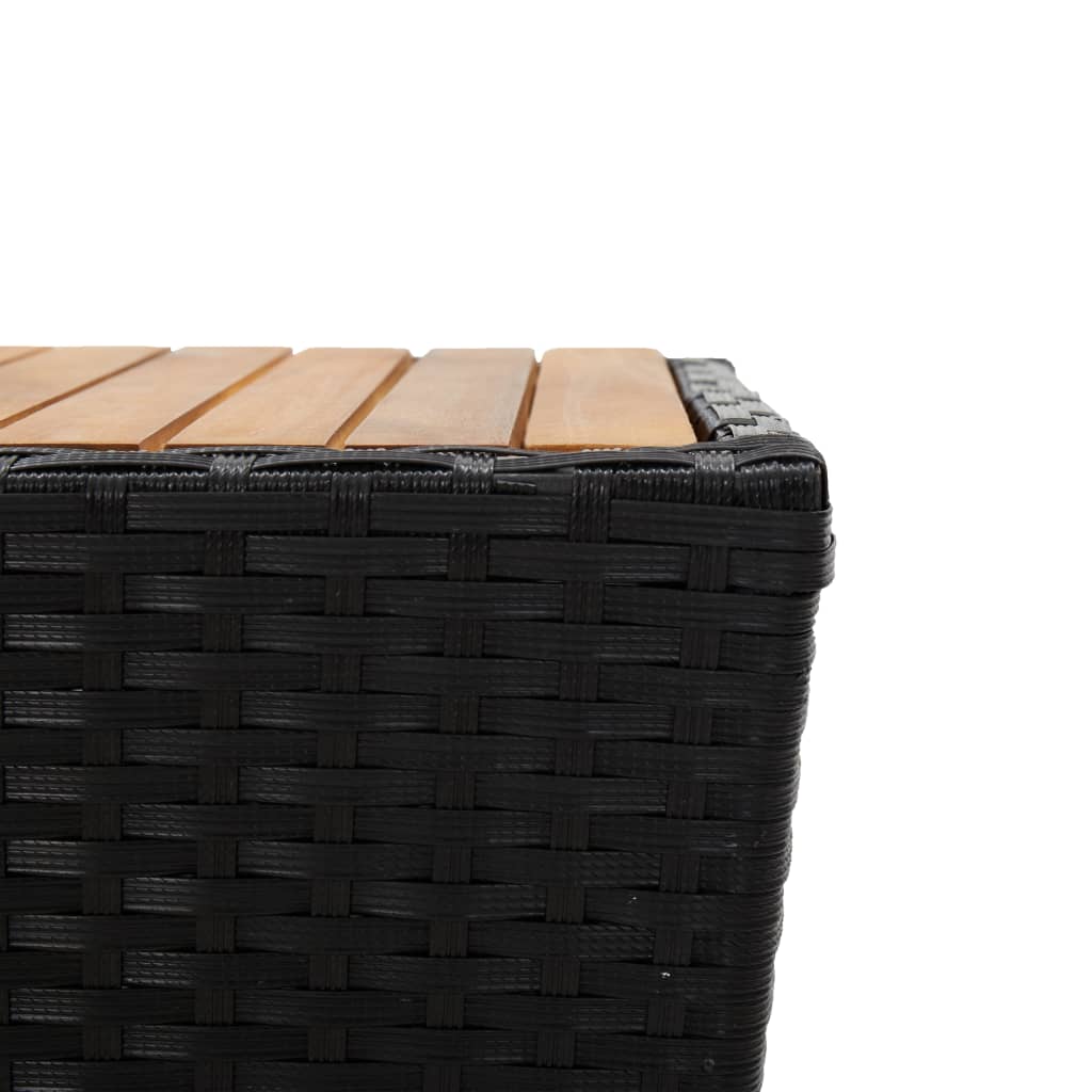 Theetafel 41,5x41,5x43 cm poly rattan massief acaciahout zwart - AllerleiShop